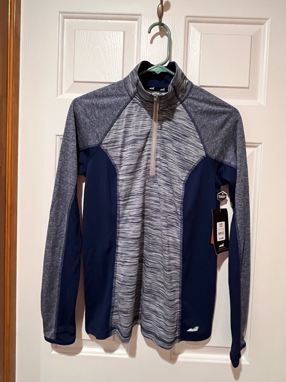 Avia Half Zip Pullover Navy and Heather Blue Size Small NWT